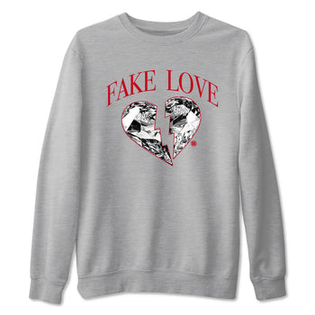 1s '85 Bred shirts to match jordans Fake Love best t shirts to wear with jordans AJ1 '85 Bred match shoes to clothes SNRT Sneaker Tees unisex cotton Heather Grey 2 shirts