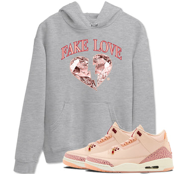 3s Valentines Day tee to match jordans Fake Love best t shirts to wear with jordans Air Jordan 3 "Treat Yourself" Washed Coral special Valentine's Day Gift SNRT Sneaker Tees Graphic Tee Heather Grey 1 shirts