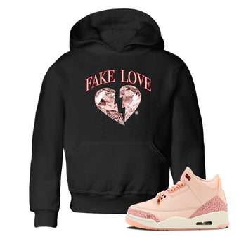3s Valentines Day tee to match jordans Fake Love best t shirts to wear with jordans Air Jordan 3 "Treat Yourself" Washed Coral special Valentine's Day Gift SNRT Sneaker Tees Youth Baby Black 1 tee