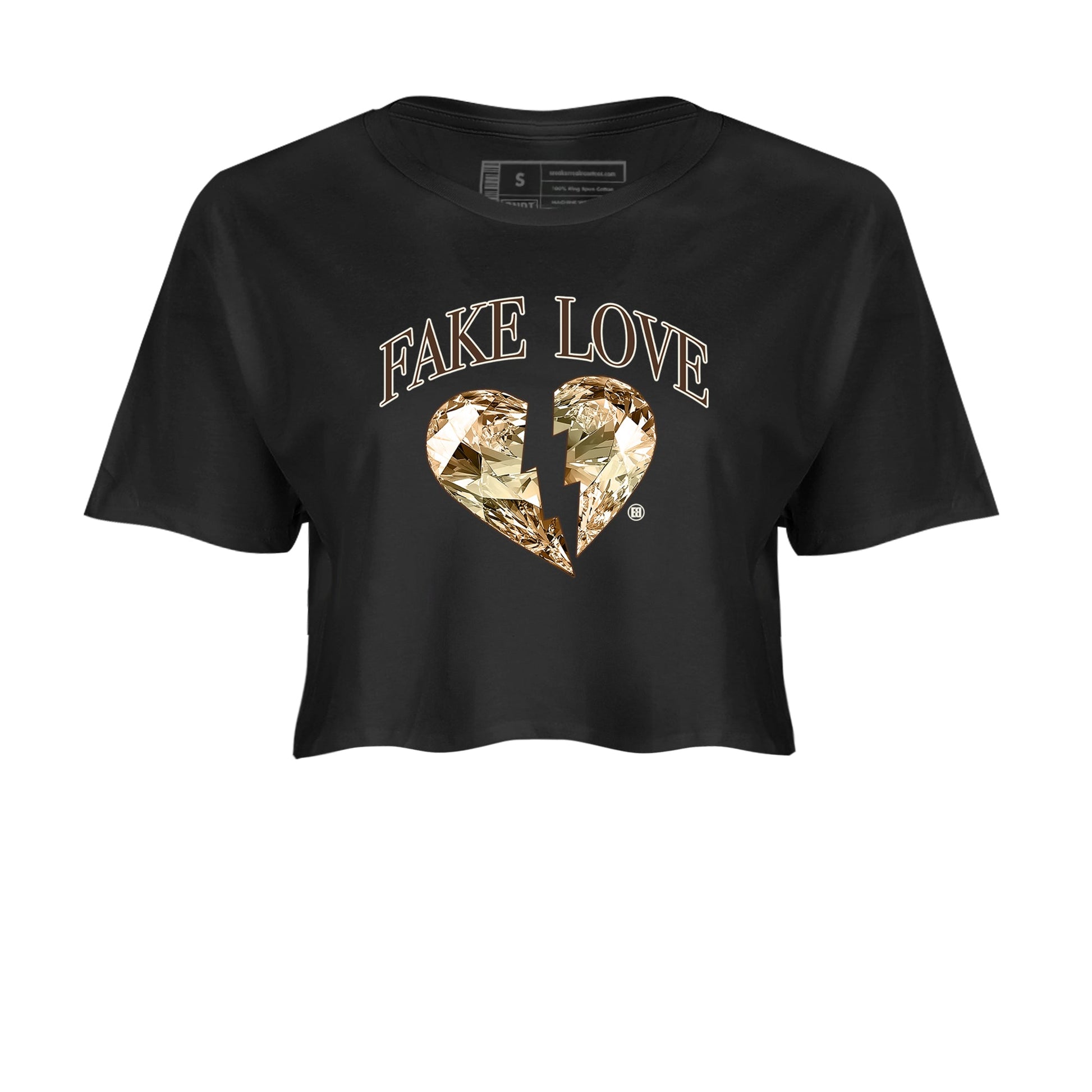 5s Golden Ticket shirts to match jordans Fake Love best t shirts to wear with jordans Air Jordan 5 Golden Ticket match shoes to clothes SNRT Sneaker Tees unisex cotton Black 2 crop tee