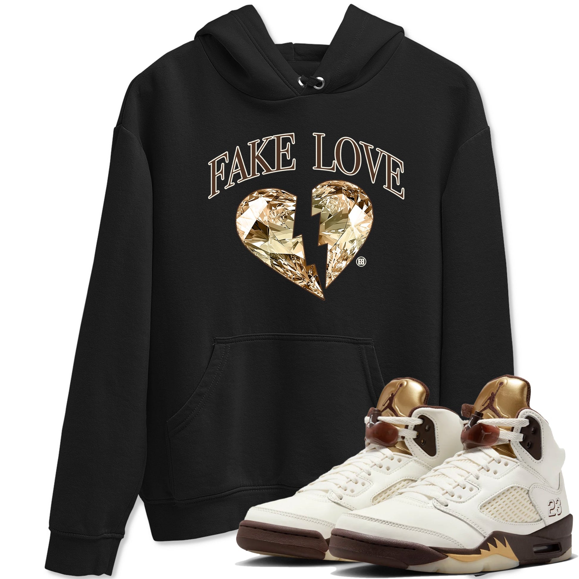 5s Golden Ticket shirts to match jordans Fake Love best t shirts to wear with jordans Air Jordan 5 Golden Ticket match shoes to clothes SNRT Sneaker Tees unisex cotton Black 1 shirts
