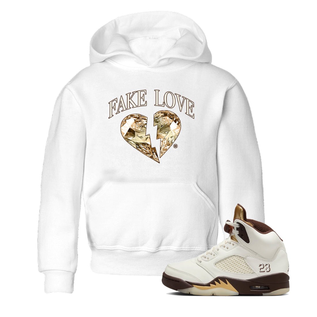 5s Golden Ticket shirts to match jordans Fake Love best t shirts to wear with jordans Air Jordan 5 Golden Ticket match shoes to clothes SNRT Sneaker Tees Youth Baby White 1 tee