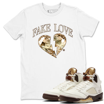 5s Golden Ticket shirts to match jordans Fake Love best t shirts to wear with jordans Air Jordan 5 Golden Ticket match shoes to clothes SNRT Sneaker Tees unisex cotton White 1 shirts