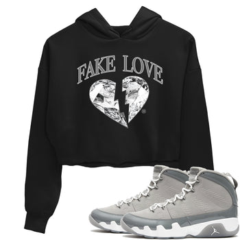 9s Cool Grey shirts to match jordans Fake Love best t shirts to wear with jordans Air Jordan 9 Cool Grey match shoes to clothes SNRT Sneaker Tees unisex cotton Black 1 crop tee
