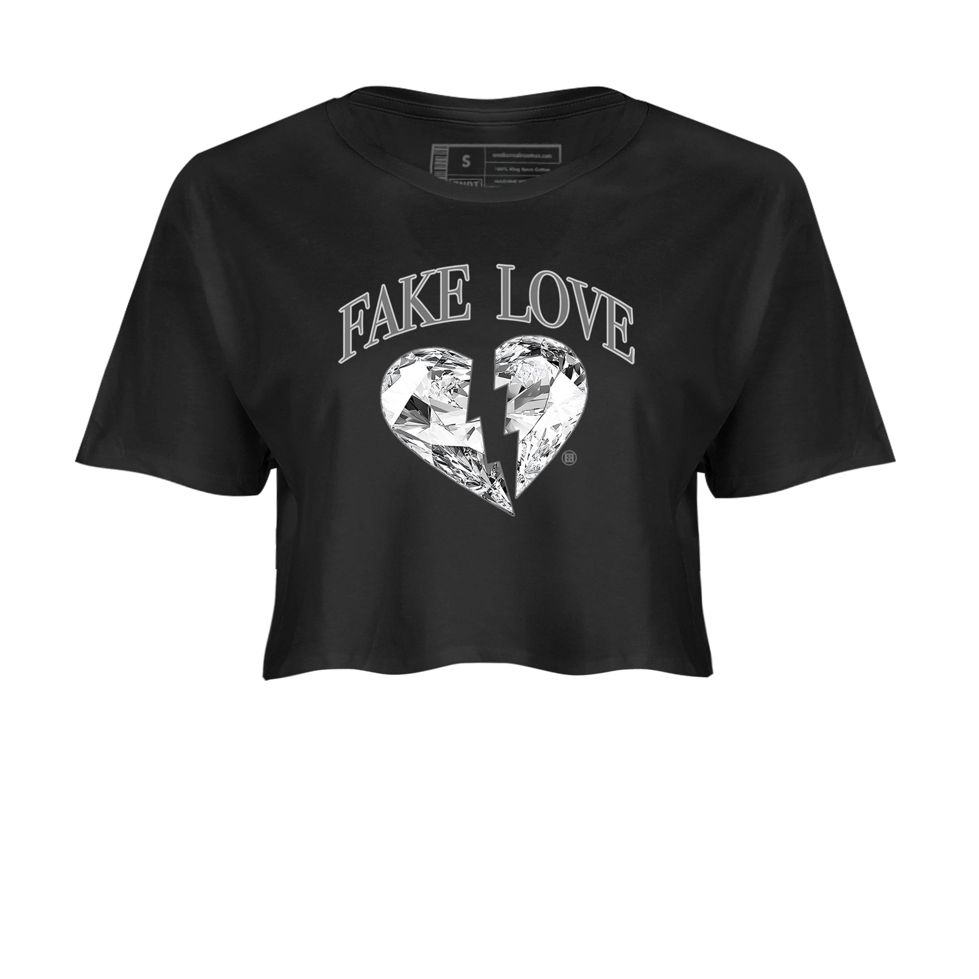 9s Cool Grey shirts to match jordans Fake Love best t shirts to wear with jordans Air Jordan 9 Cool Grey match shoes to clothes SNRT Sneaker Tees unisex cotton Black 2 crop tee