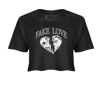 9s Cool Grey shirts to match jordans Fake Love best t shirts to wear with jordans Air Jordan 9 Cool Grey match shoes to clothes SNRT Sneaker Tees unisex cotton Black 2 crop tee