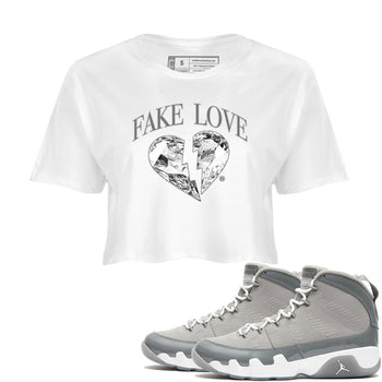 9s Cool Grey shirts to match jordans Fake Love best t shirts to wear with jordans Air Jordan 9 Cool Grey match shoes to clothes SNRT Sneaker Tees unisex cotton White 1 crop tee