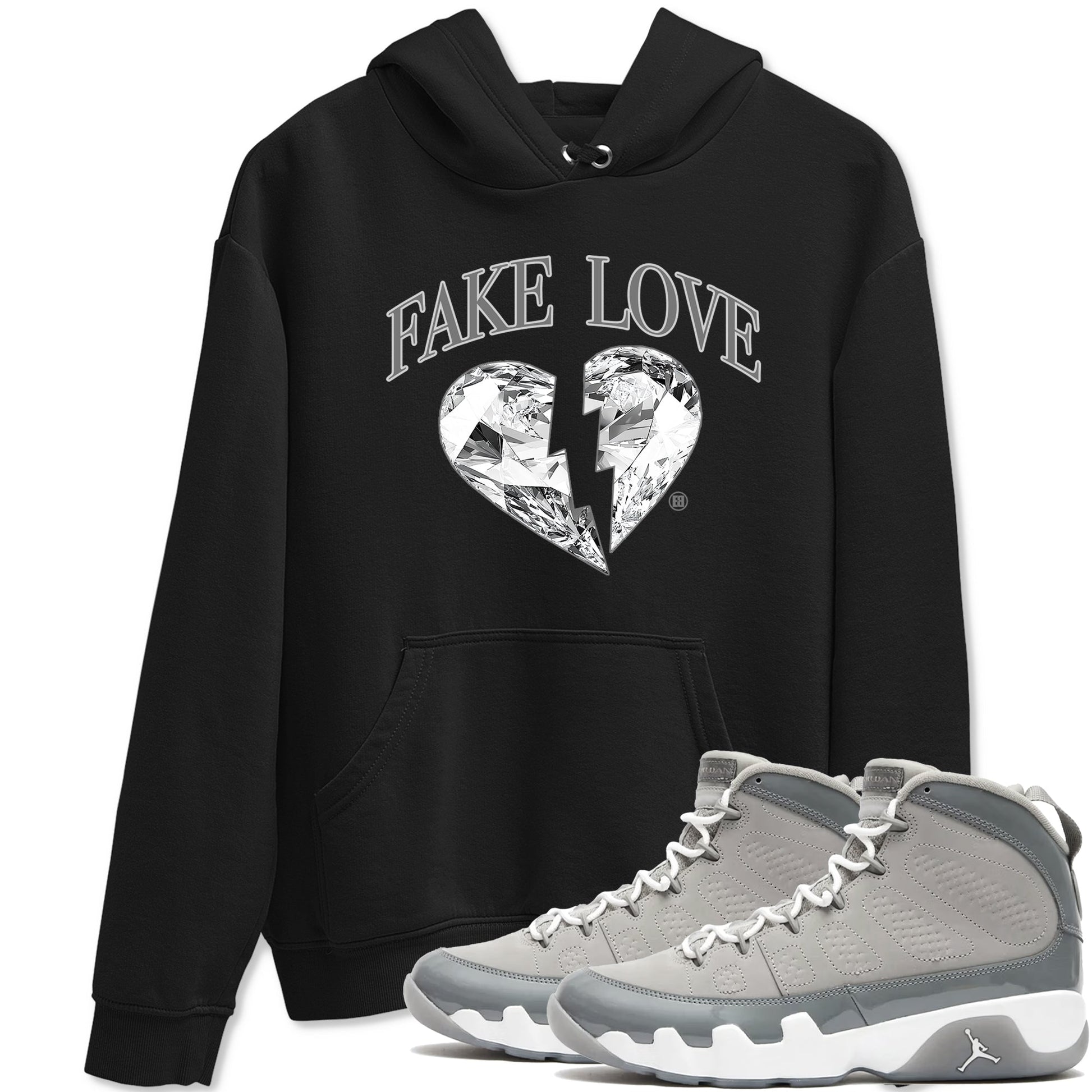 9s Cool Grey shirts to match jordans Fake Love best t shirts to wear with jordans Air Jordan 9 Cool Grey match shoes to clothes SNRT Sneaker Tees unisex cotton Black 1 shirts