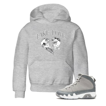 9s Cool Grey shirts to match jordans Fake Love best t shirts to wear with jordans Air Jordan 9 Cool Grey match shoes to clothes SNRT Sneaker Tees Youth Baby Heather Grey 1 tee