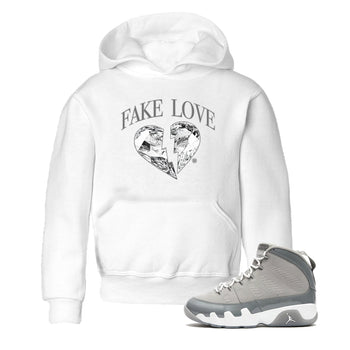 9s Cool Grey shirts to match jordans Fake Love best t shirts to wear with jordans Air Jordan 9 Cool Grey match shoes to clothes SNRT Sneaker Tees Youth Baby White 1 tee