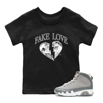 9s Cool Grey shirts to match jordans Fake Love best t shirts to wear with jordans Air Jordan 9 Cool Grey match shoes to clothes SNRT Sneaker Tees Youth Baby Black 1 tee