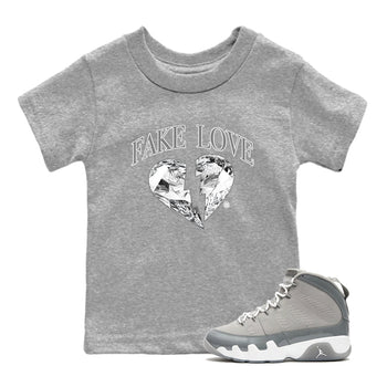 9s Cool Grey shirts to match jordans Fake Love best t shirts to wear with jordans Air Jordan 9 Cool Grey match shoes to clothes SNRT Sneaker Tees Youth Baby Heather Grey 1 tee
