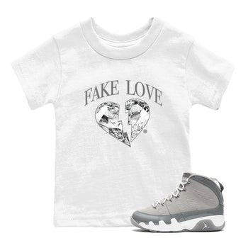 9s Cool Grey shirts to match jordans Fake Love best t shirts to wear with jordans Air Jordan 9 Cool Grey match shoes to clothes SNRT Sneaker Tees Youth Baby White 1 tee