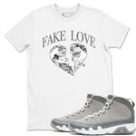 9s Cool Grey shirts to match jordans Fake Love best t shirts to wear with jordans Air Jordan 9 Cool Grey match shoes to clothes SNRT Sneaker Tees unisex cotton White 1 shirts