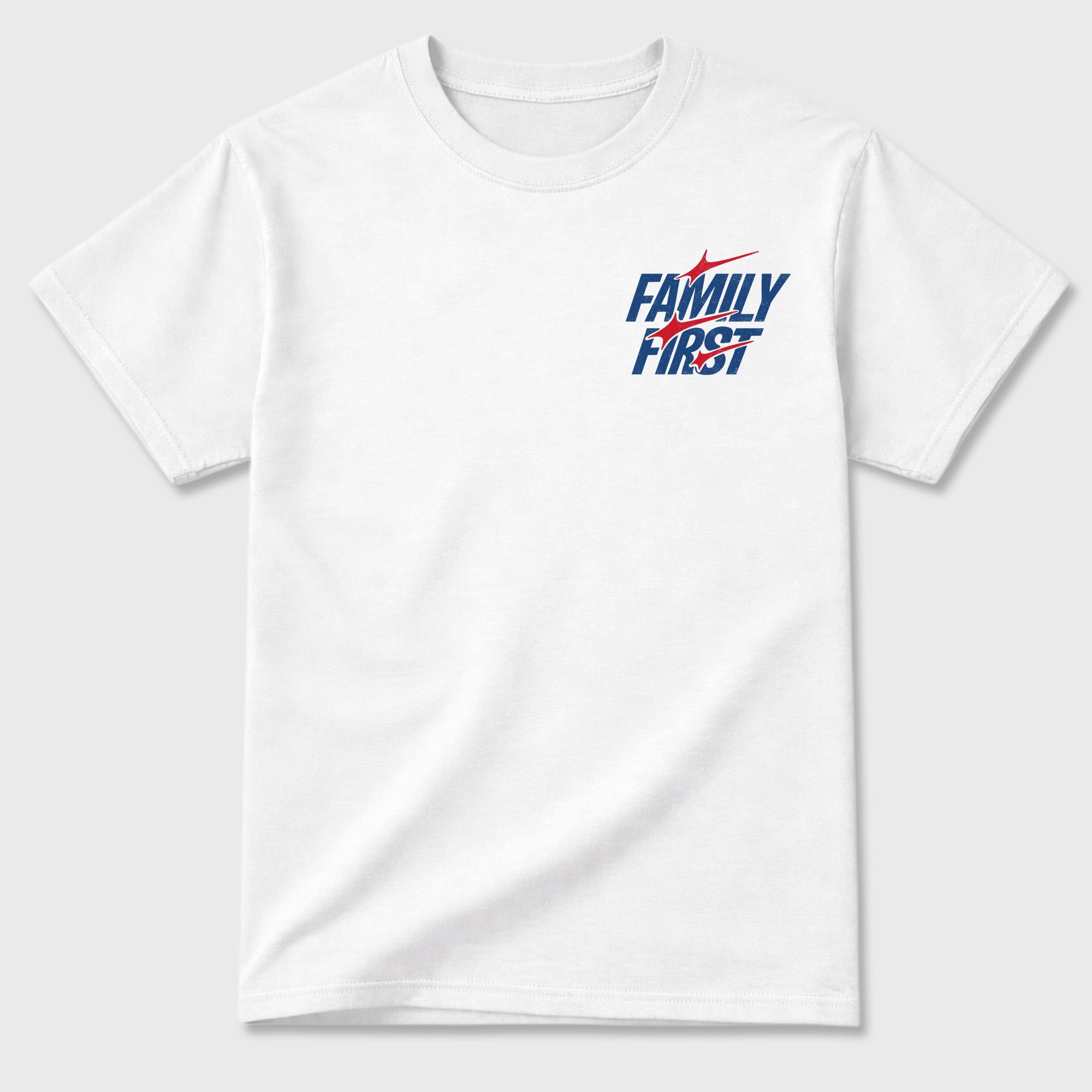 Family First Graphic T-Shirt featuring original streetwear artwork designed to match the . White Graphic T-Shirt.