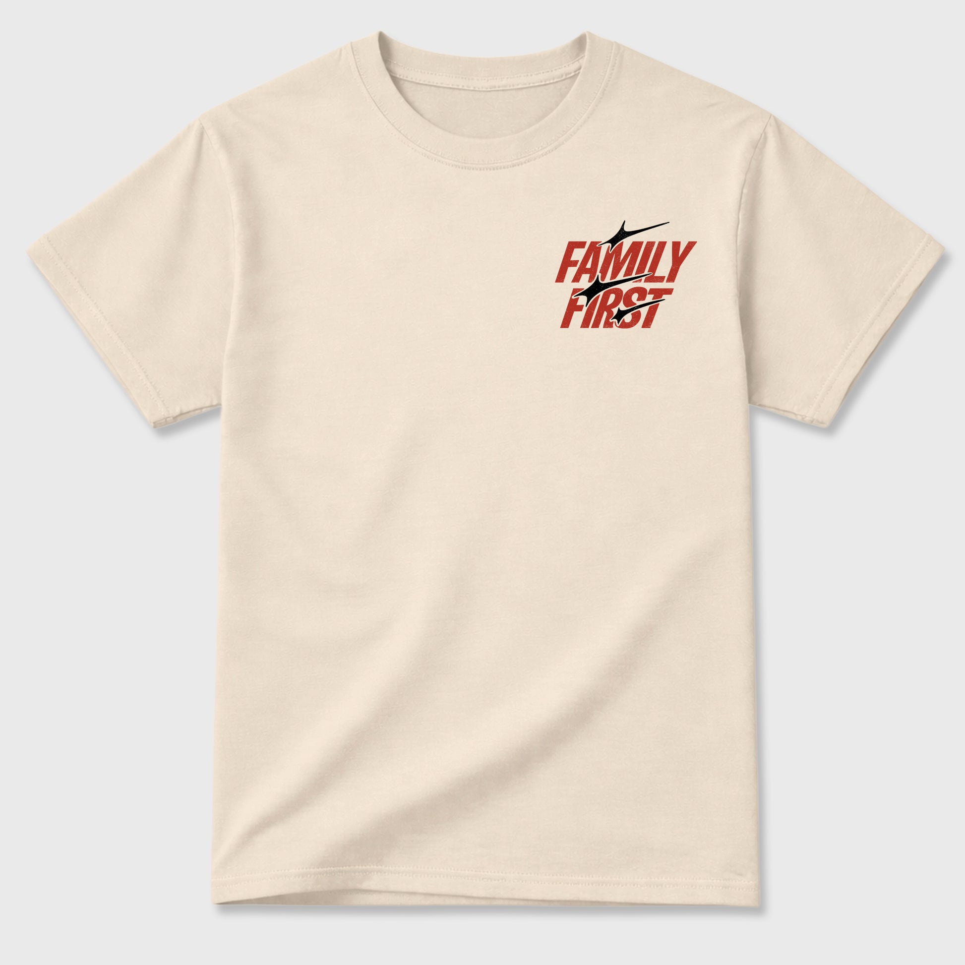 Family First Graphic T-Shirt sneaker match tee designed for the 4s Brick After Brick, featuring coordinated color options for a perfect streetwear match. Natural shirt.