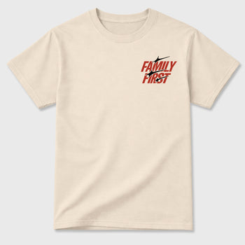 Family First Graphic T-Shirt sneaker match tee designed for the 4s Brick After Brick, featuring coordinated color options for a perfect streetwear match. Natural shirt.