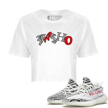 Yeezy 350 Zebra Sneaker Match Tees Fasho Sneaker Tees Yeezy Boost 350 V2 Zebra Sneaker Release Tees Women's Shirts White 1