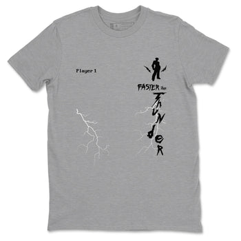 Foams One Jin shirts to match jordans Faster Than Thunder sneaker match tees Air Foamposite One Jin match shoes to clothes SNRT Sneaker Tees unisex cotton Heather Grey 2 shirts