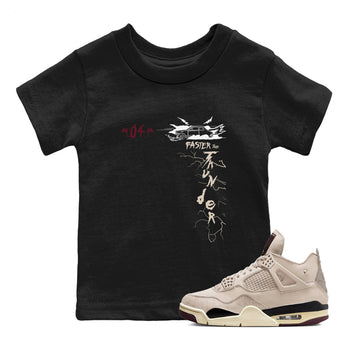 4s A Ma Maniere x Fossil Stone shirts to match jordans Faster Than Thunder sneaker match tees Air Jordan 4 A Ma Maniere x Fossil Stone match shoes to clothes SNRT Sneaker Tees Youth Baby Black 1 tee