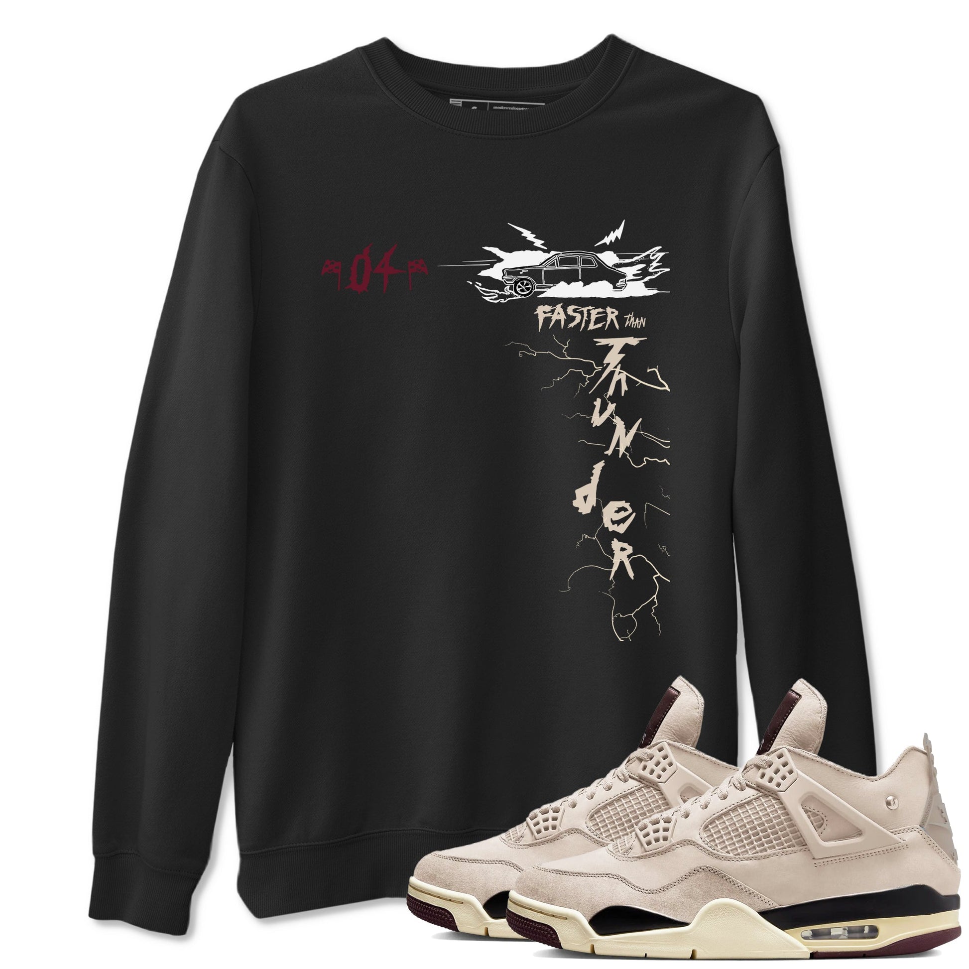 4s A Ma Maniere x Fossil Stone shirts to match jordans Faster Than Thunder sneaker match tees Air Jordan 4 A Ma Maniere x Fossil Stone match shoes to clothes SNRT Sneaker Tees unisex cotton Black 1 shirts