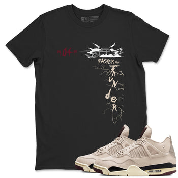 4s A Ma Maniere x Fossil Stone shirts to match jordans Faster Than Thunder sneaker match tees Air Jordan 4 A Ma Maniere x Fossil Stone match shoes to clothes SNRT Sneaker Tees unisex cotton Black 1 shirts