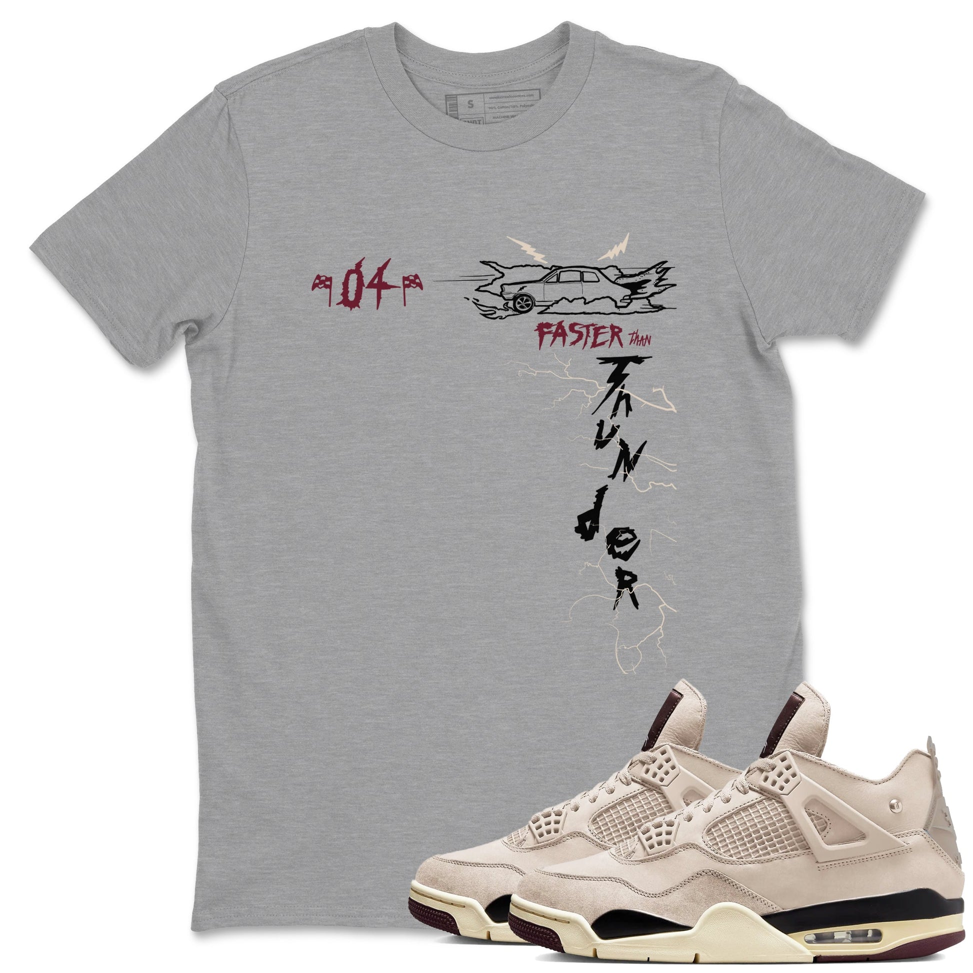4s A Ma Maniere x Fossil Stone shirts to match jordans Faster Than Thunder sneaker match tees Air Jordan 4 A Ma Maniere x Fossil Stone match shoes to clothes SNRT Sneaker Tees unisex cotton Heather Grey 1 shirts