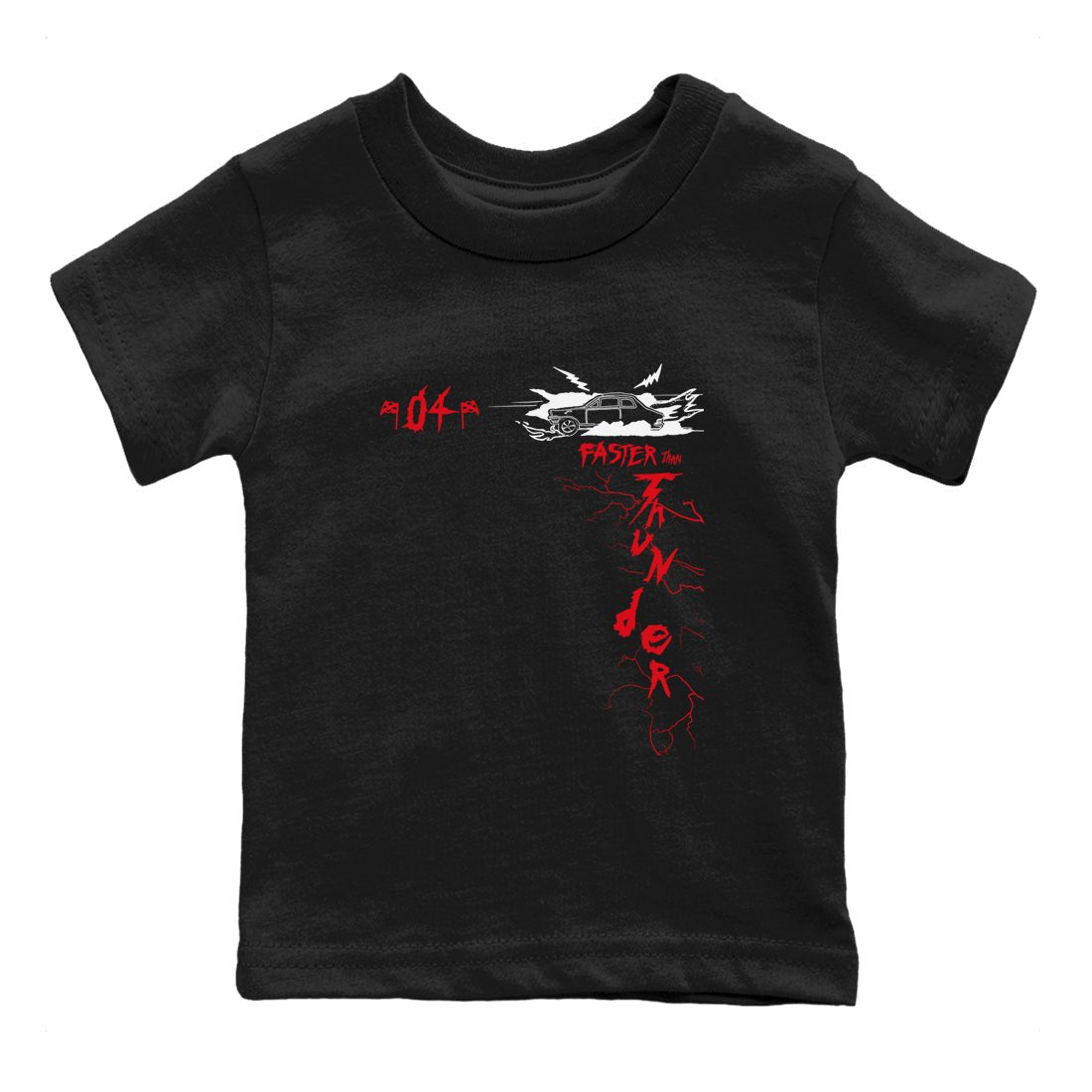 4s Red Thunder shirts to match jordans Faster Than Thunder sneaker match tees Air Jordan 4 Red Thunder SNRT Sneaker Tees streetwear brand Baby and Youth Black 2 cotton tee