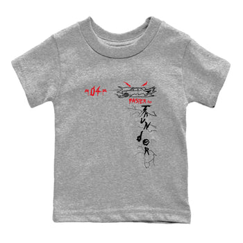 4s Red Thunder shirts to match jordans Faster Than Thunder sneaker match tees Air Jordan 4 Red Thunder SNRT Sneaker Tees streetwear brand Baby and Youth Heather Grey 2 cotton tee