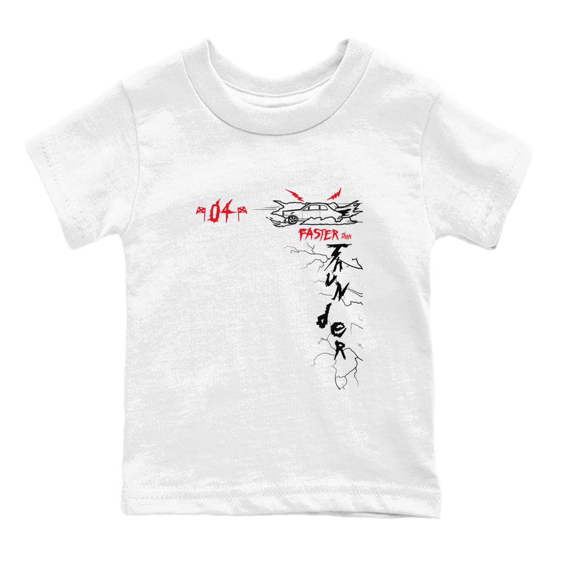4s Red Thunder shirts to match jordans Faster Than Thunder sneaker match tees Air Jordan 4 Red Thunder SNRT Sneaker Tees streetwear brand Baby and Youth White 2 cotton tee