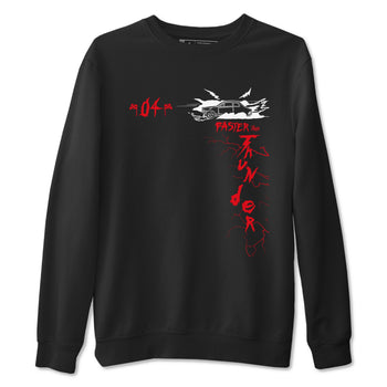 4s Red Thunder shirts to match jordans Faster Than Thunder sneaker match tees Air Jordan 4 Red Thunder SNRT Sneaker Tees streetwear brand Black 2 unisex cotton tee