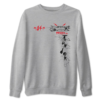 4s Red Thunder shirts to match jordans Faster Than Thunder sneaker match tees Air Jordan 4 Red Thunder SNRT Sneaker Tees streetwear brand Heather Grey 2 unisex cotton tee
