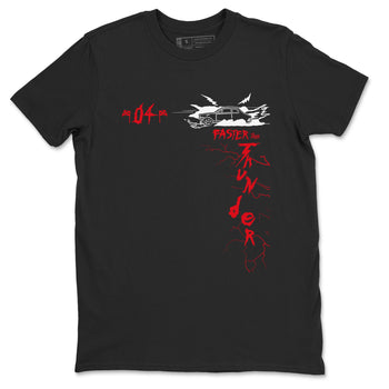 4s Red Thunder shirts to match jordans Faster Than Thunder sneaker match tees Air Jordan 4 Red Thunder SNRT Sneaker Tees streetwear brand Black 2 unisex cotton tee