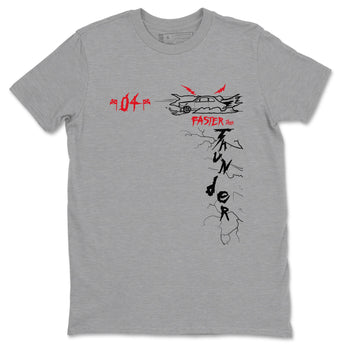 4s Red Thunder shirts to match jordans Faster Than Thunder sneaker match tees Air Jordan 4 Red Thunder SNRT Sneaker Tees streetwear brand Heather Grey 2 unisex cotton tee