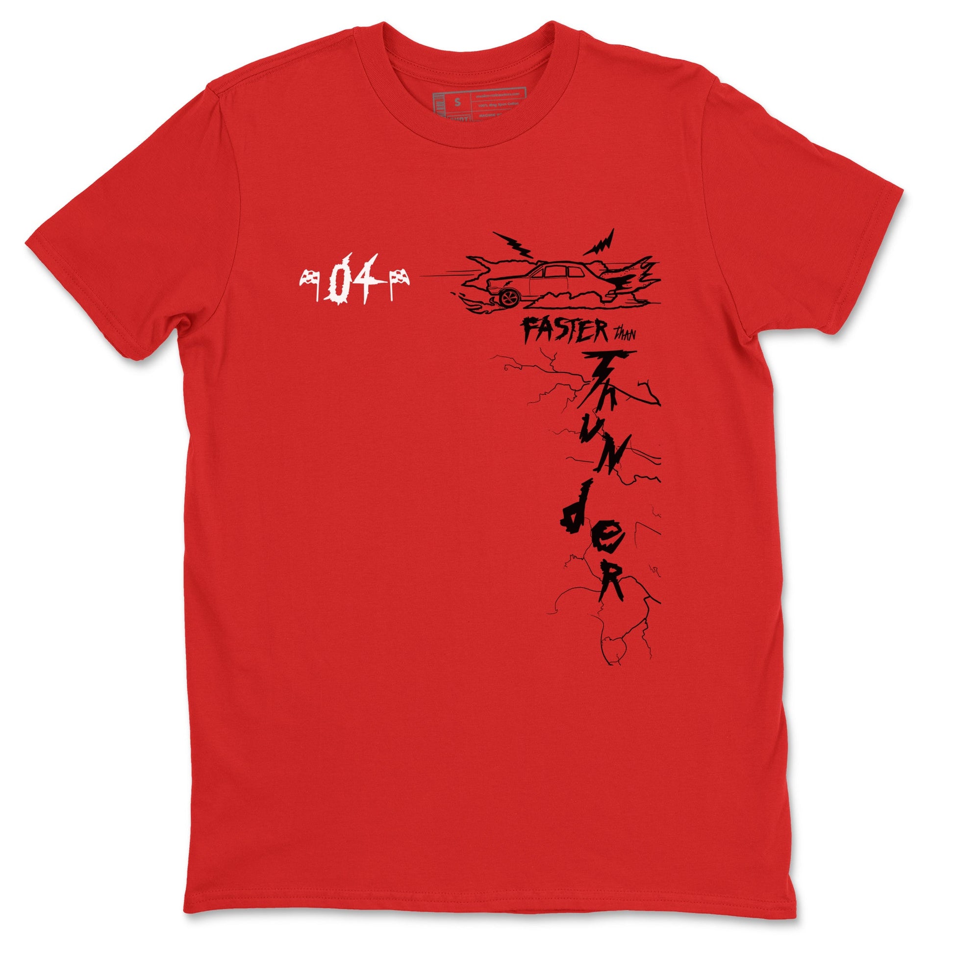 4s Red Thunder shirts to match jordans Faster Than Thunder sneaker match tees Air Jordan 4 Red Thunder SNRT Sneaker Tees streetwear brand Red 2 unisex cotton tee