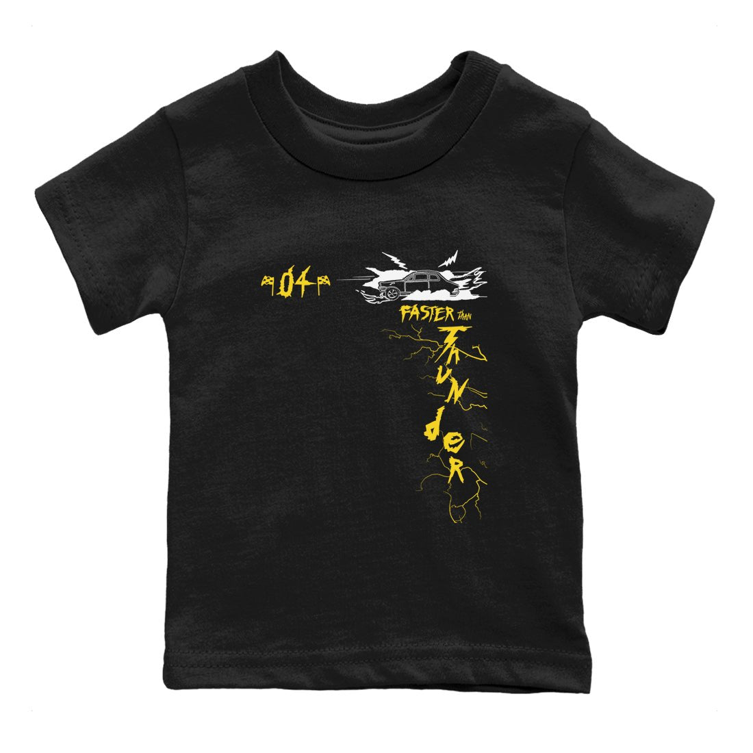 AJ4 Thunder shirts to match jordans Faster Than Thunder sneaker match tees Air Jordan 4 Thunder SNRT Sneaker Tees streetwear brand Baby and Youth Black 2 cotton tee