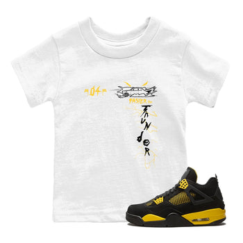 AJ4 Thunder shirts to match jordans Faster Than Thunder sneaker match tees Air Jordan 4 Thunder SNRT Sneaker Tees streetwear brand Baby and Youth White 1 cotton tee