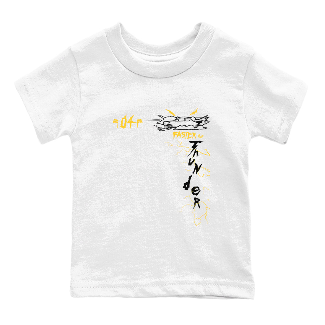 AJ4 Thunder shirts to match jordans Faster Than Thunder sneaker match tees Air Jordan 4 Thunder SNRT Sneaker Tees streetwear brand Baby and Youth White 2 cotton tee