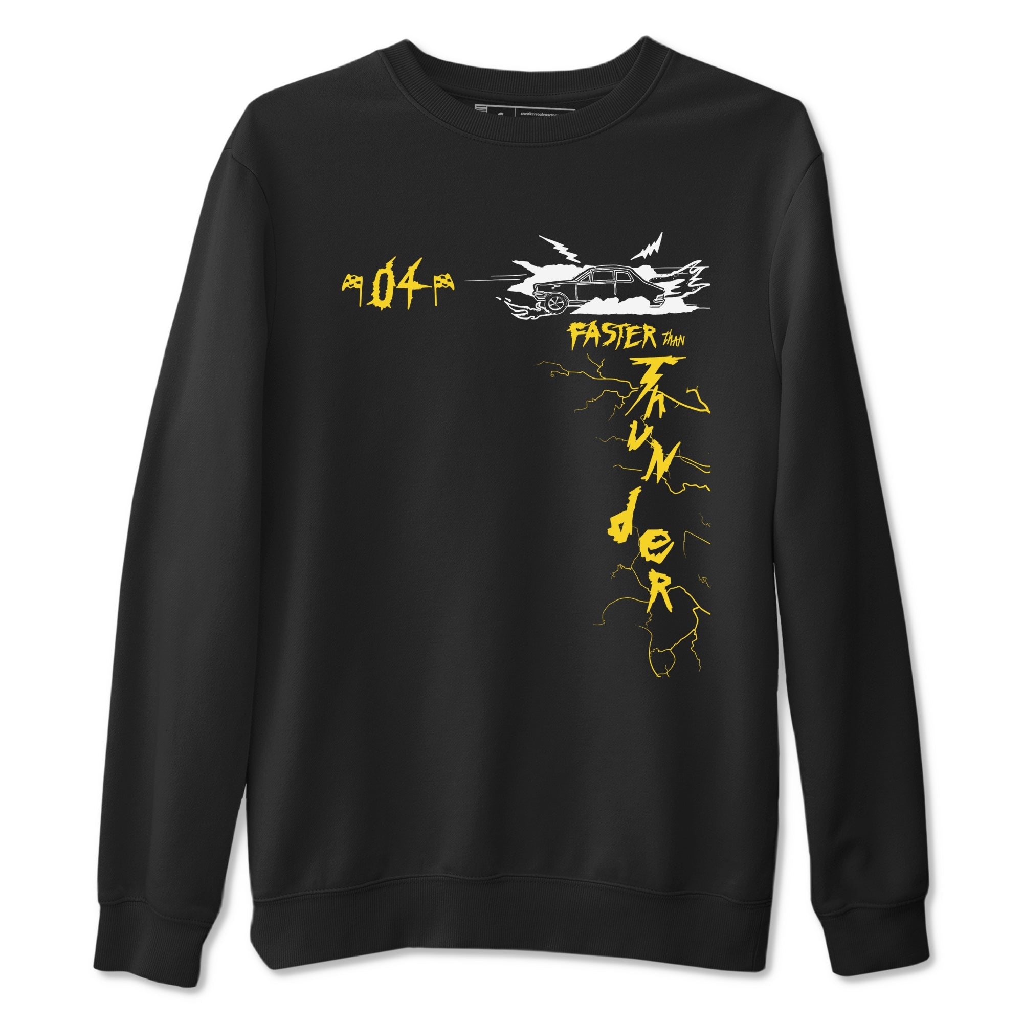 AJ4 Thunder shirts to match jordans Faster Than Thunder sneaker match tees Air Jordan 4 Thunder SNRT Sneaker Tees streetwear brand Black 2 unisex cotton tee