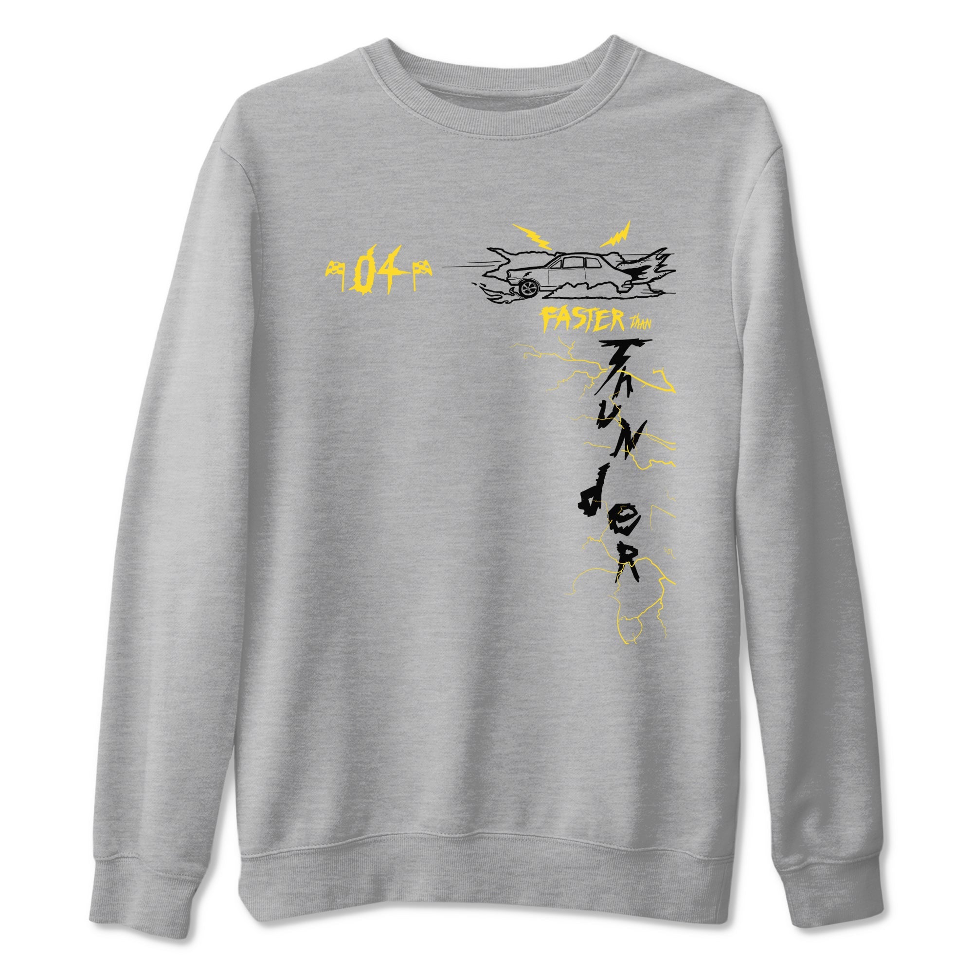 AJ4 Thunder shirts to match jordans Faster Than Thunder sneaker match tees Air Jordan 4 Thunder SNRT Sneaker Tees streetwear brand Heather Grey 2 unisex cotton tee