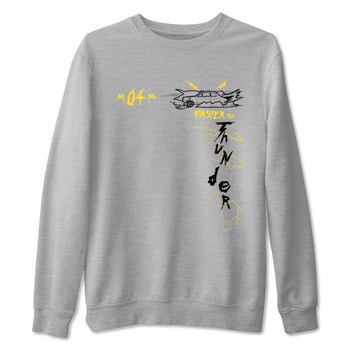 AJ4 Thunder shirts to match jordans Faster Than Thunder sneaker match tees Air Jordan 4 Thunder SNRT Sneaker Tees streetwear brand Heather Grey 2 unisex cotton tee