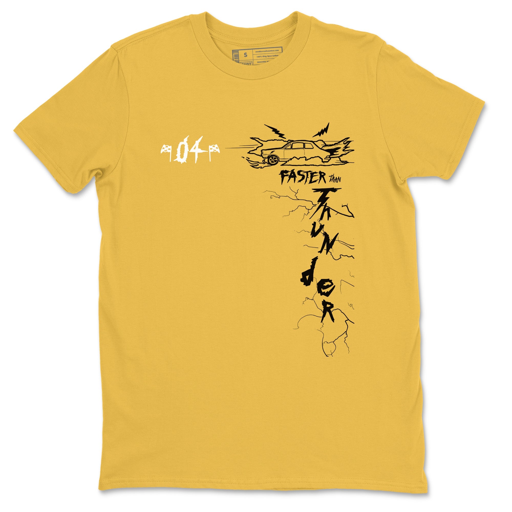 AJ4 Thunder shirts to match jordans Faster Than Thunder sneaker match tees Air Jordan 4 Thunder SNRT Sneaker Tees streetwear brand Daisy 2 unisex cotton tee