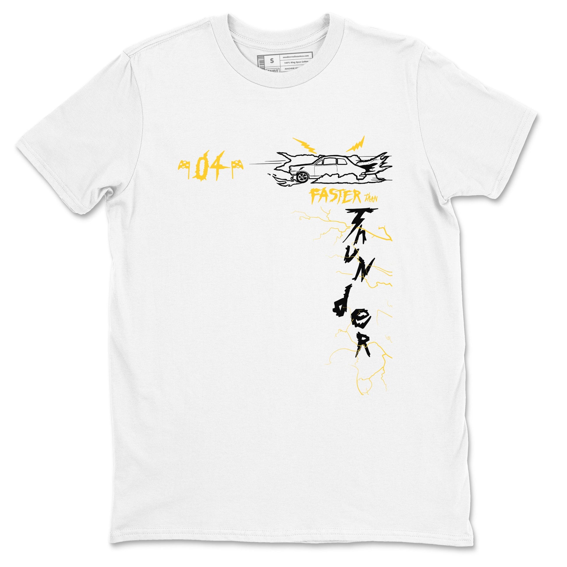 AJ4 Thunder shirts to match jordans Faster Than Thunder sneaker match tees Air Jordan 4 Thunder SNRT Sneaker Tees streetwear brand White 2 unisex cotton tee
