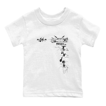 AJ4 White Thunder shirts to match jordans Faster Than Thunder sneaker match tees Air Jordan 4 White Thunder SNRT Sneaker Tees streetwear brand Baby and Youth White 2 cotton tee