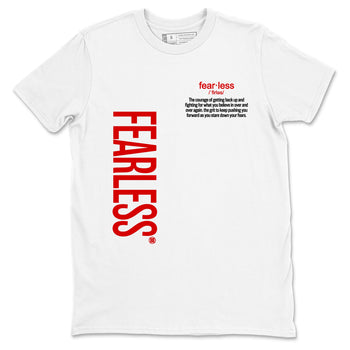 Fealess Definition sneaker match t-shirt t-shirts to match jordans, dunks, yeezys Jordan 5 Retro Fire Red sneakers, shown in White 2.