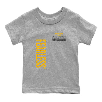 Fealess Definition baby and kids t-shirt crafted for little sneakerheads to shine with the 5s Tokyo sneakers, displayed in Heather Grey 2.