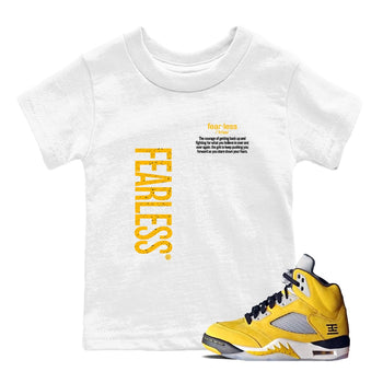 Fealess Definition baby and kids t-shirt crafted for little sneakerheads to shine with the 5s Tokyo sneakers, displayed in White 1.