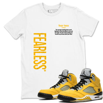 Fealess Definition sneaker match t-shirt t-shirts to match jordans, dunks, yeezys 5s Tokyo sneakers, shown in White 1.