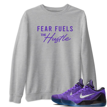 Sneaker Threads – Sneaker Tees To Match Nike KB 9 Hyper Grape – Fear Fuels The Hustle Graphic Tee Heather Grey 1. Perfect for Jordan releases 2025 colorways. Perfect for purple basketball sneaker releases and legacy-inspired colorways for 2025 hoopers.