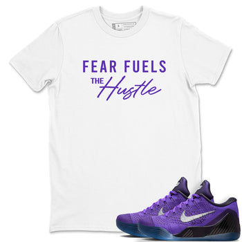 Sneaker Threads – Sneaker Tees To Match Nike KB 9 Hyper Grape – Fear Fuels The Hustle Graphic Tee White 1. Perfect for Jordan releases 2025 colorways. Perfect for purple basketball sneaker releases and legacy-inspired colorways for 2025 hoopers.